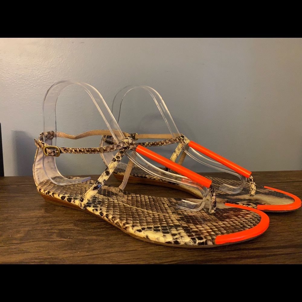 Beautiful DV Dolce Vita snakeskin Archer Sandal Neon Orange Bar